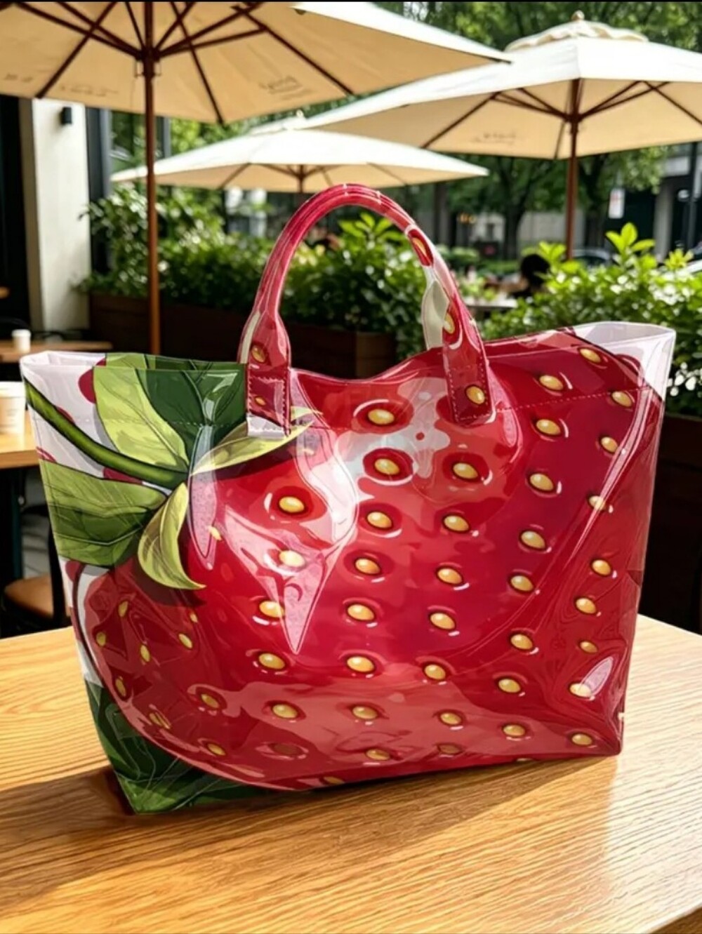 Summer Vibe Strawberry Print Bag Large Size PVC - Picture 3 of 6